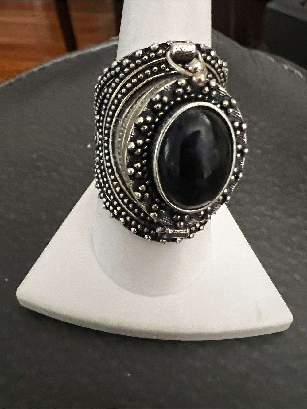 Sterling Silver Amethyst Statement Ring - Poison Ring. Size 7